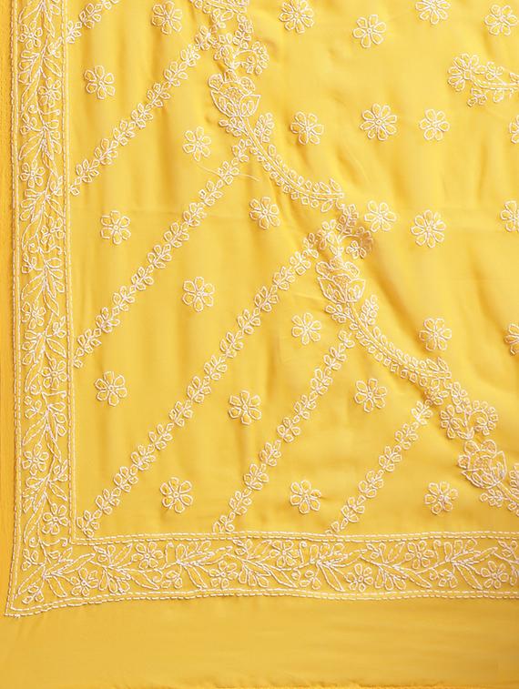 solid chikankari saree with blouse - 17395658 - Zoom Image - 6