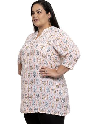 mandarin neck floral tunic - 17395714 - Standard Image - 2