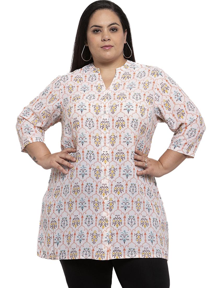 mandarin neck floral tunic - 17395714 - Zoom Image - 1