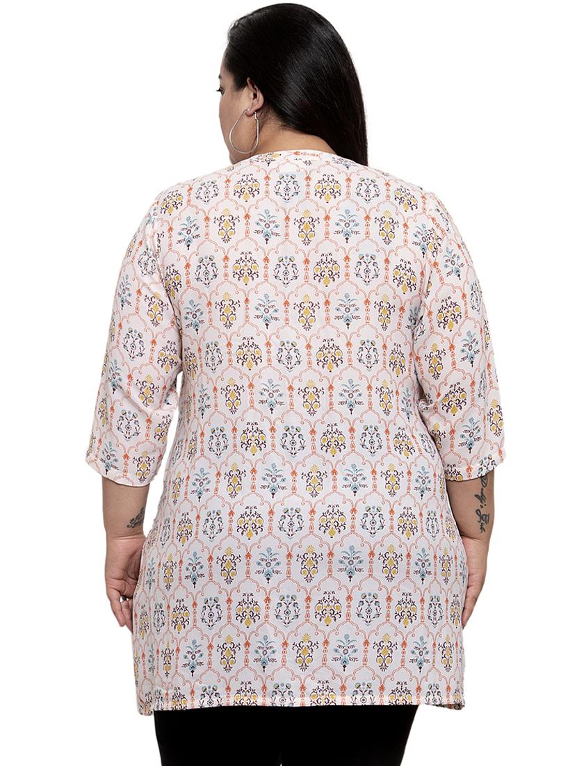 mandarin neck floral tunic - 17395714 - Zoom Image - 3
