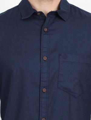 navy blue solid casual shirt - 17395814 - Standard Image - 5