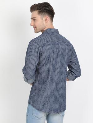 blue printed casual shirt - 17395815 - Standard Image - 3