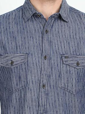 blue printed casual shirt - 17395815 - Standard Image - 5