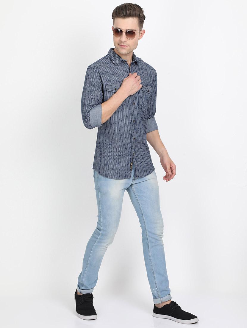 blue printed casual shirt - 17395815 - Zoom Image - 4