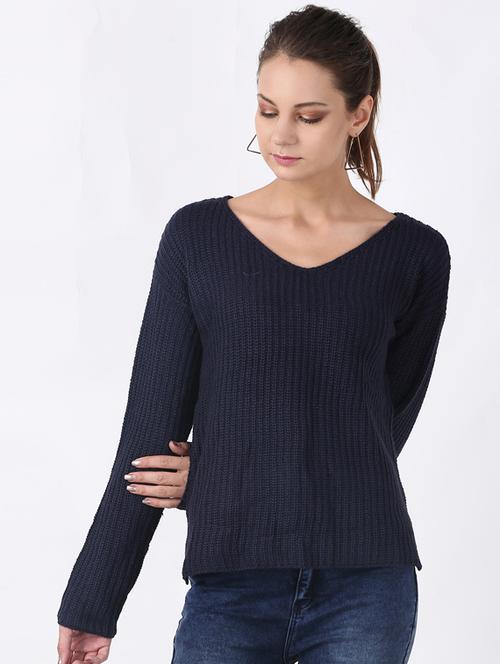 v-neck solid pullover - 17396058 - Standard Image - 1