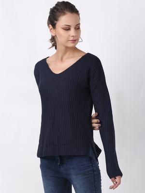 v-neck solid pullover - 17396058 - Standard Image - 2