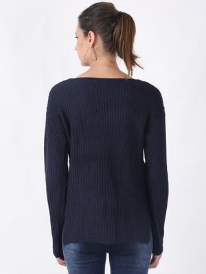 v-neck solid pullover - 17396058 - Standard Image - 3