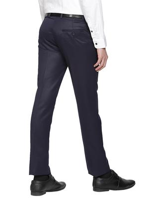 navy blue solid flat front formal trouser - 17396070 - Standard Image - 3