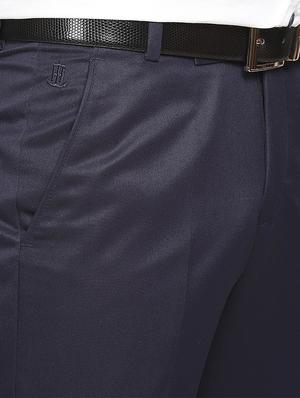navy blue solid flat front formal trouser - 17396070 - Standard Image - 5