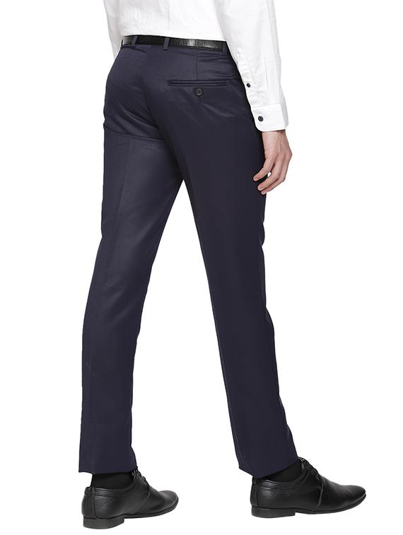 navy blue solid flat front formal trouser - 17396070 - Zoom Image - 3