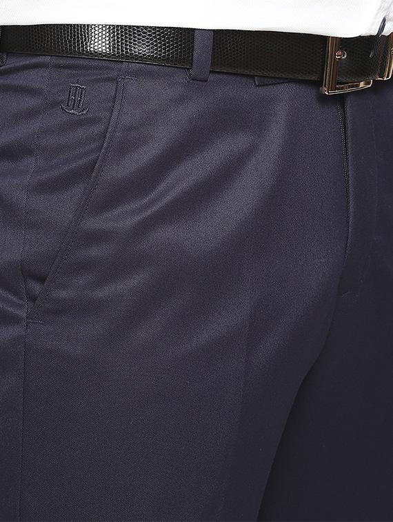 navy blue solid flat front formal trouser - 17396070 - Zoom Image - 5