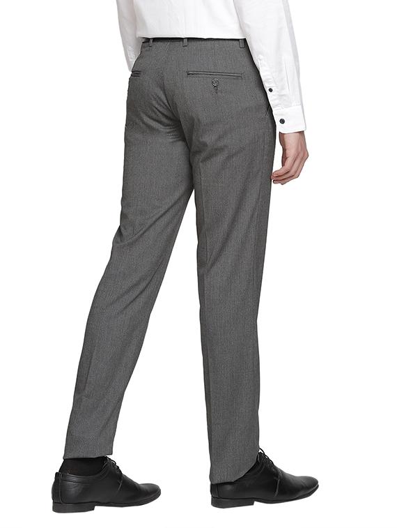 grey textured flat front formal trouser - 17396073 - Zoom Image - 3