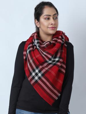 red colored wool stole - 17396082 - Standard Image - 3