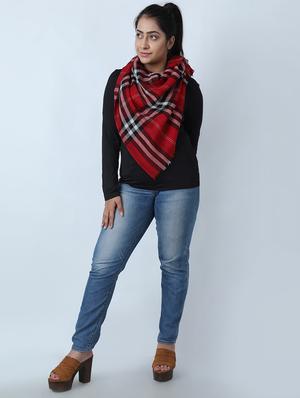 red colored wool stole - 17396082 - Standard Image - 4