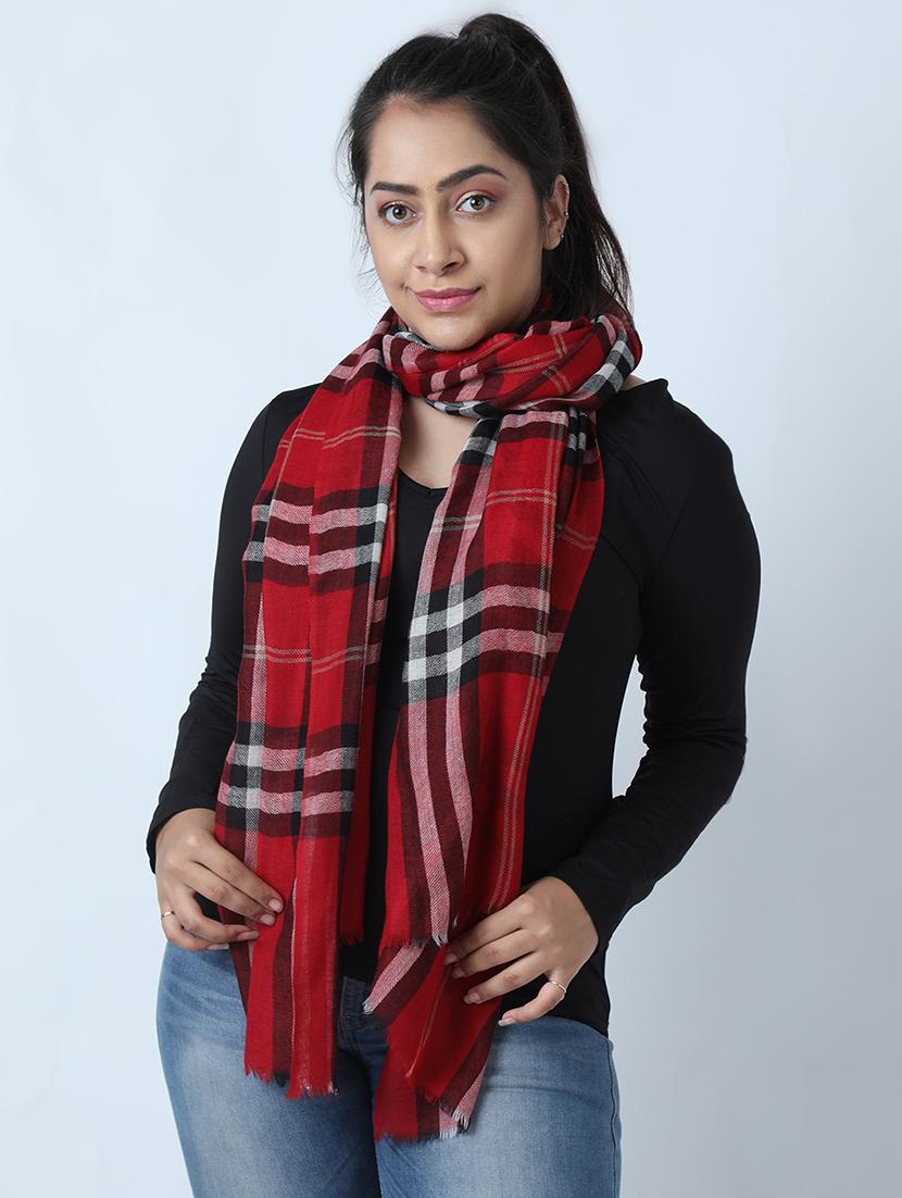 red colored wool stole - 17396082 - Zoom Image - 1