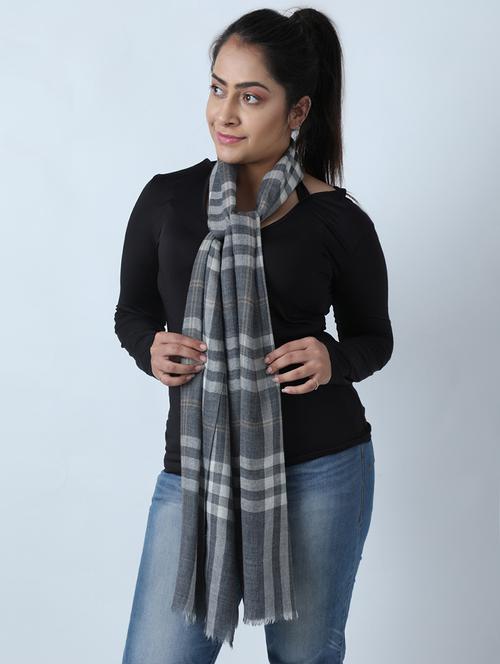grey colored wool stole - 17396089 - Standard Image - 1