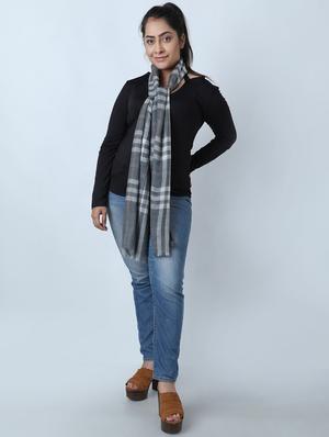 grey colored wool stole - 17396089 - Standard Image - 3