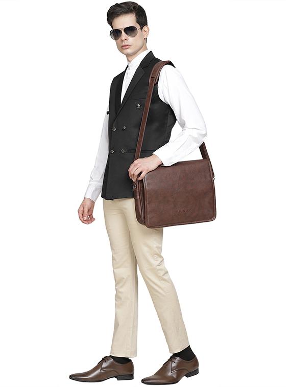 black solid double breast waist coat - 17396097 - Zoom Image - 4