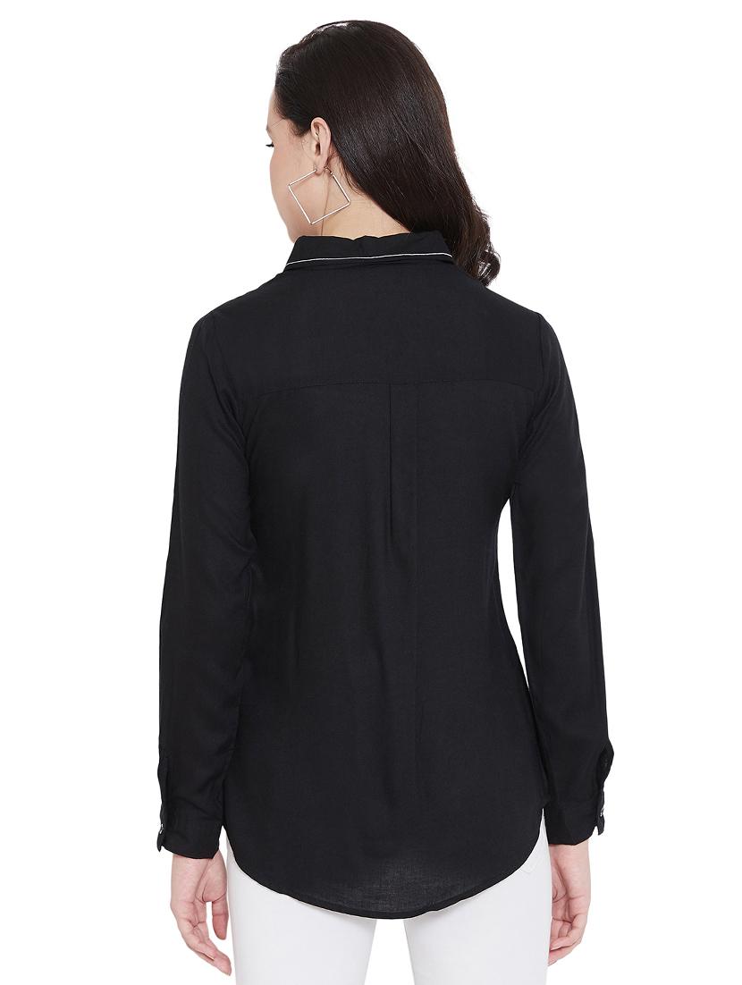 embroidered detail curved hem shirt - 17396555 - Zoom Image - 3