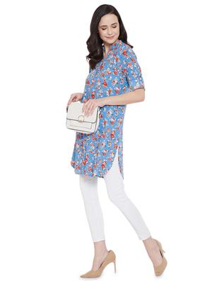mandarin neck floral tunic - 17396559 - Standard Image - 4