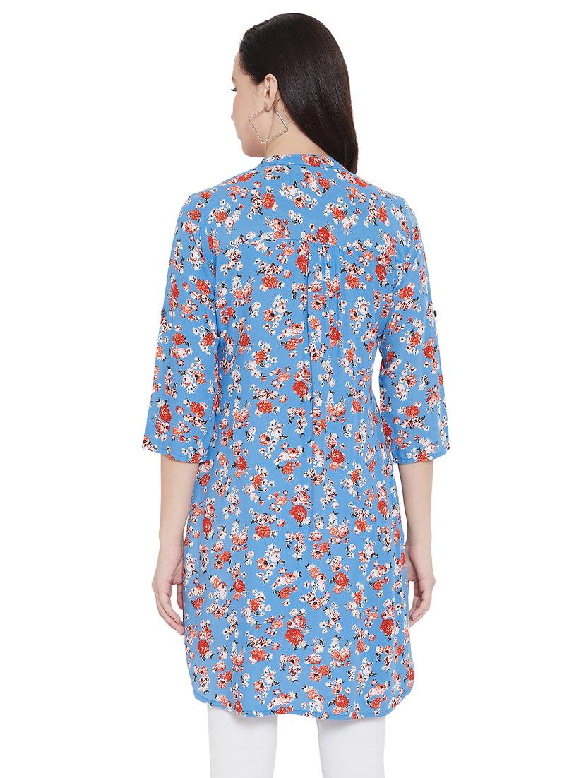 mandarin neck floral tunic - 17396559 - Zoom Image - 3