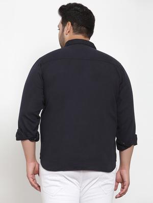 plus navy blue solid casual shirt - 17396723 - Standard Image - 2