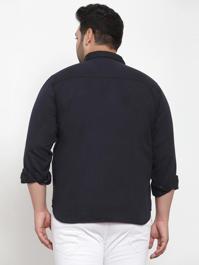 plus navy blue solid casual shirt - 17396723 - Zoom Image - 2