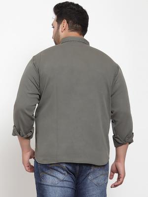 plus grey solid casual shirt - 17396724 - Standard Image - 3