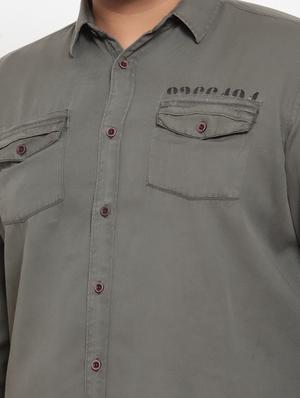 plus grey solid casual shirt - 17396724 - Standard Image - 5