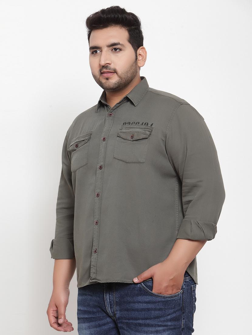 plus grey solid casual shirt - 17396724 - Zoom Image - 2