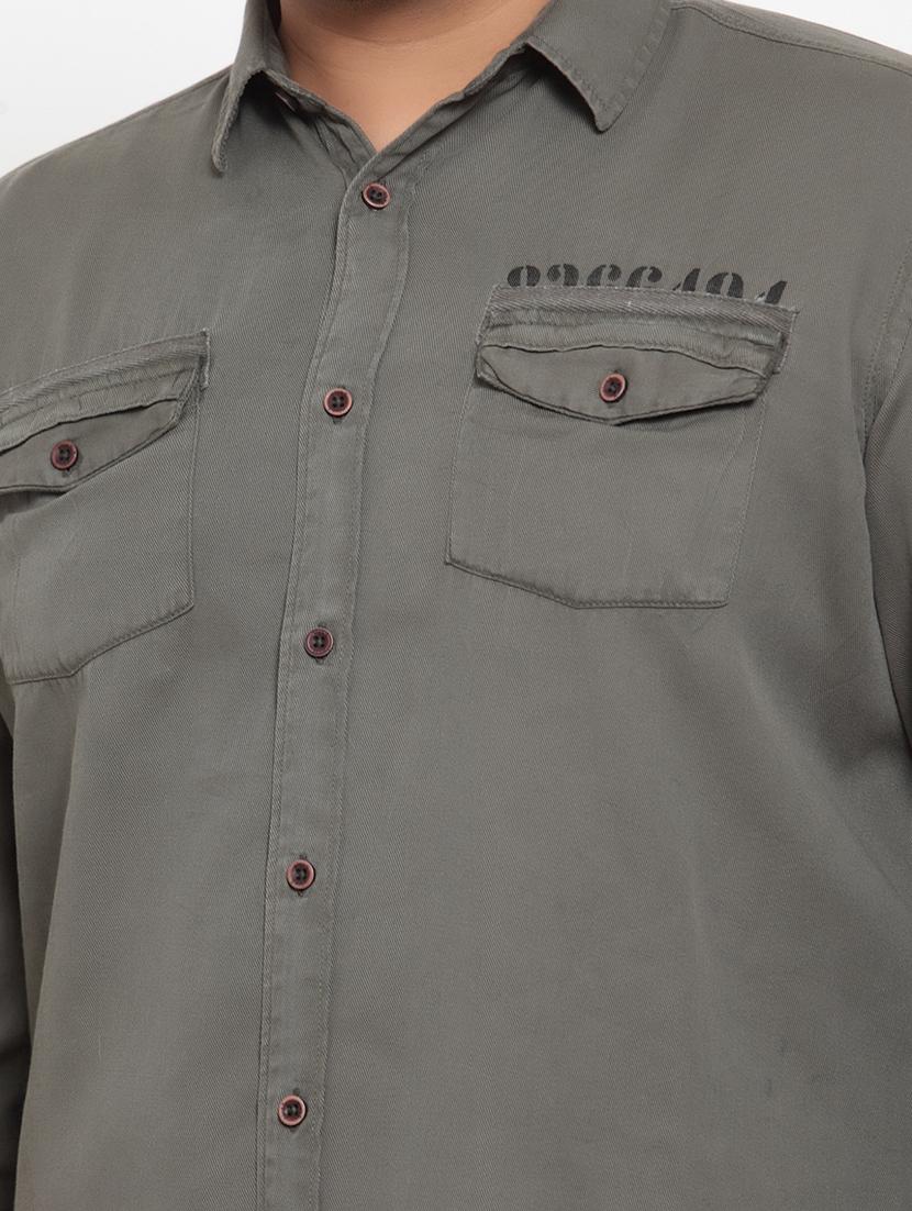 plus grey solid casual shirt - 17396724 - Zoom Image - 5