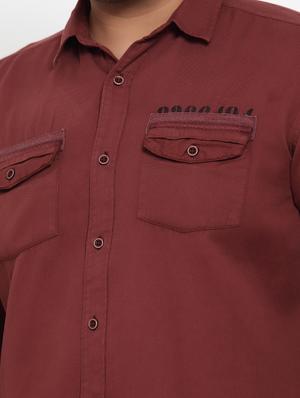 plus maroon solid casual shirt - 17396726 - Standard Image - 5