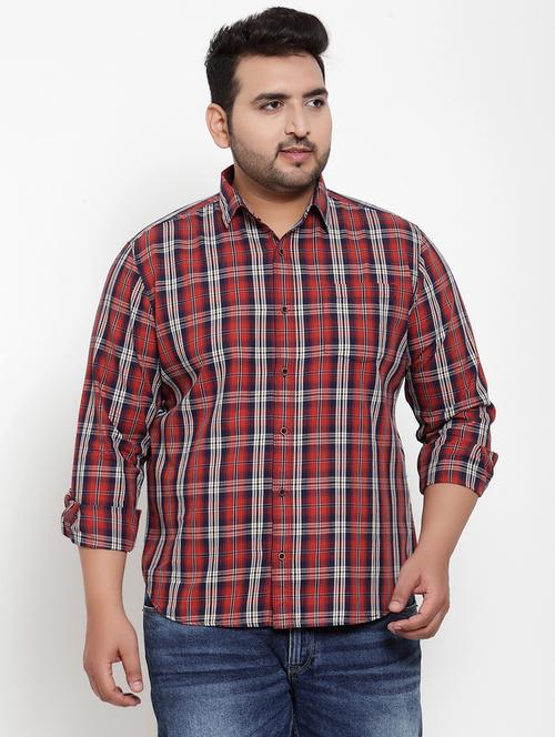 plus red checkered casual shirt - 17396740 - Standard Image - 1