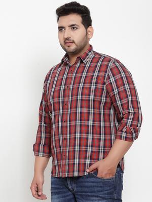 plus red checkered casual shirt - 17396740 - Standard Image - 2