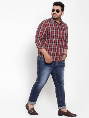 plus red checkered casual shirt - 17396740 - Standard Image - 4