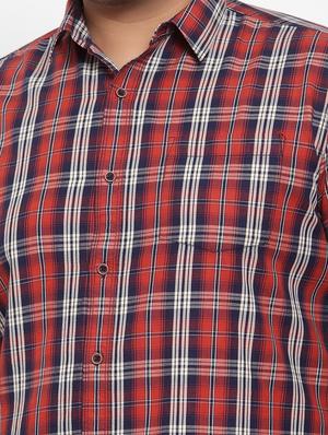 plus red checkered casual shirt - 17396740 - Standard Image - 5