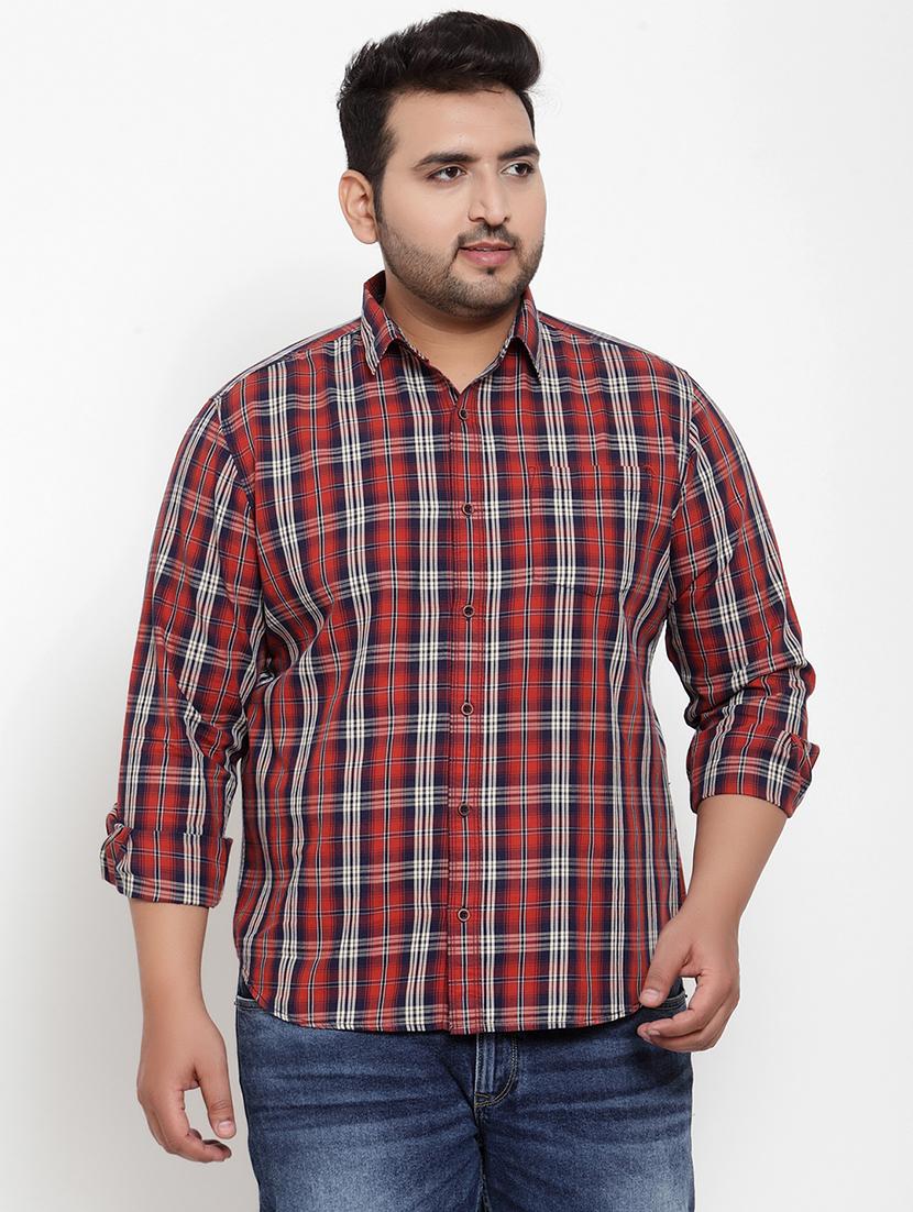 plus red checkered casual shirt - 17396740 - Zoom Image - 1