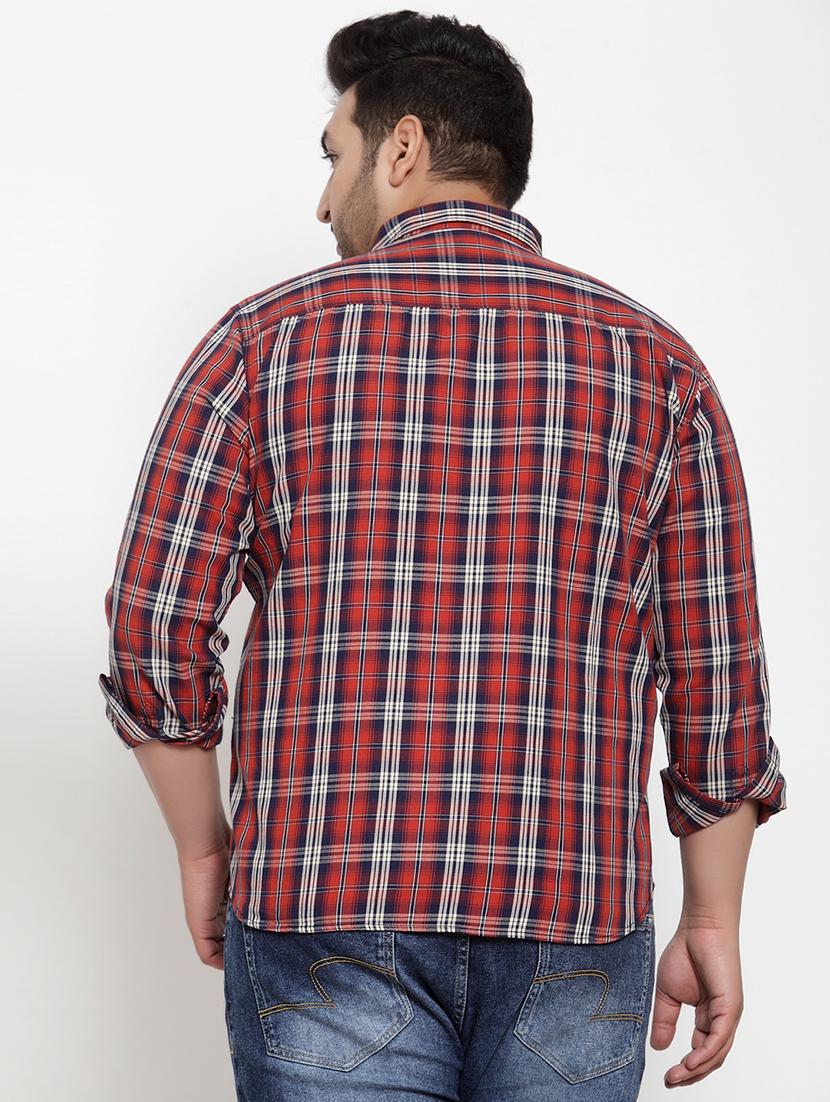 plus red checkered casual shirt - 17396740 - Zoom Image - 3