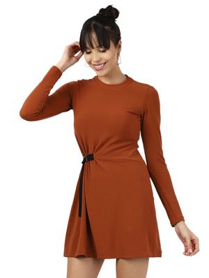 contrast detail a-line dress - 17396767 - Standard Image - 2