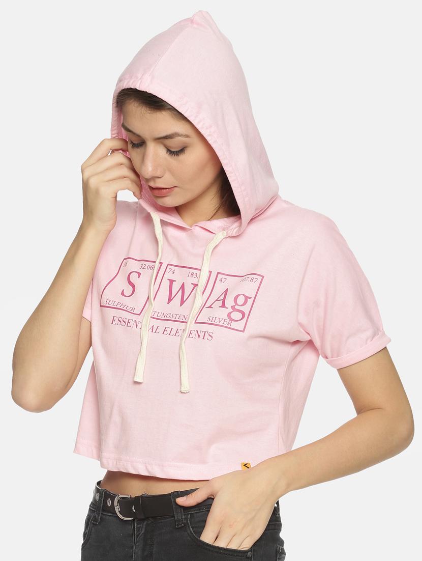 hooded neck crop tee - 17396878 - Zoom Image - 2