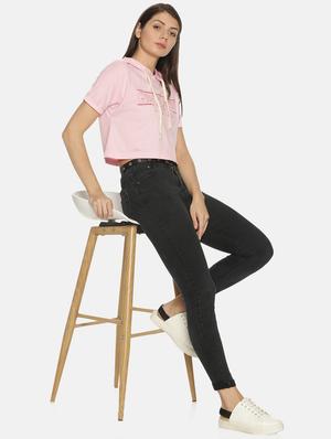 hooded neck crop tee - 17396880 - Standard Image - 4