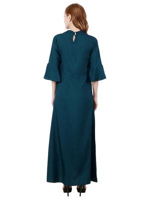 bell sleeved solid maxi dress - 17396885 - Standard Image - 3