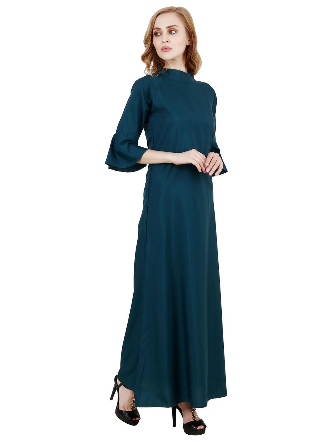 bell sleeved solid maxi dress - 17396885 - Zoom Image - 2