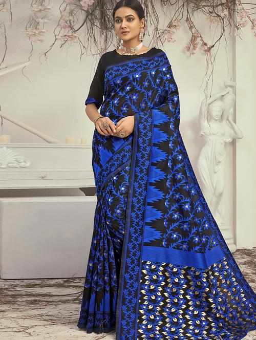self design woven saree with blouse - 17396894 - Standard Image - 1