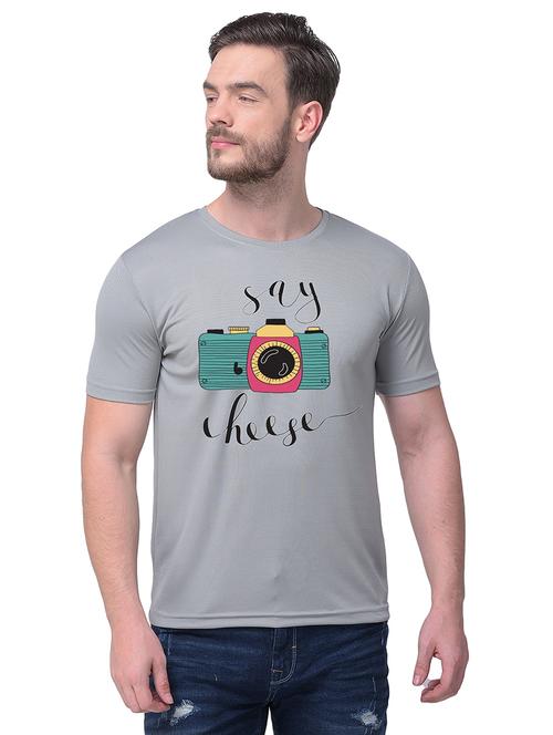 grey chest print t-shirt - 17397019 - Standard Image - 1