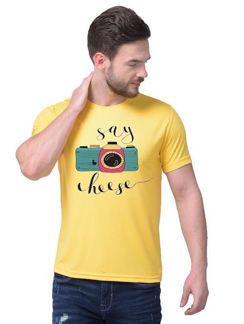 yellow chest print t-shirt - 17397021 - Standard Image - 1