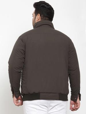 plus size olive green solid casual jacket - 17397115 - Standard Image - 3