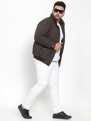 plus size olive green solid casual jacket - 17397115 - Standard Image - 4