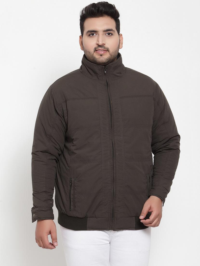 plus size olive green solid casual jacket - 17397115 - Zoom Image - 1