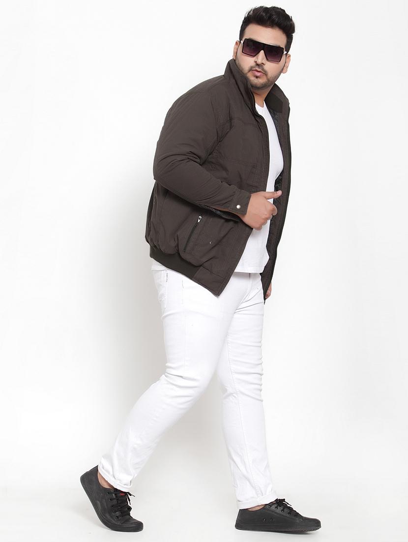 plus size olive green solid casual jacket - 17397115 - Zoom Image - 4